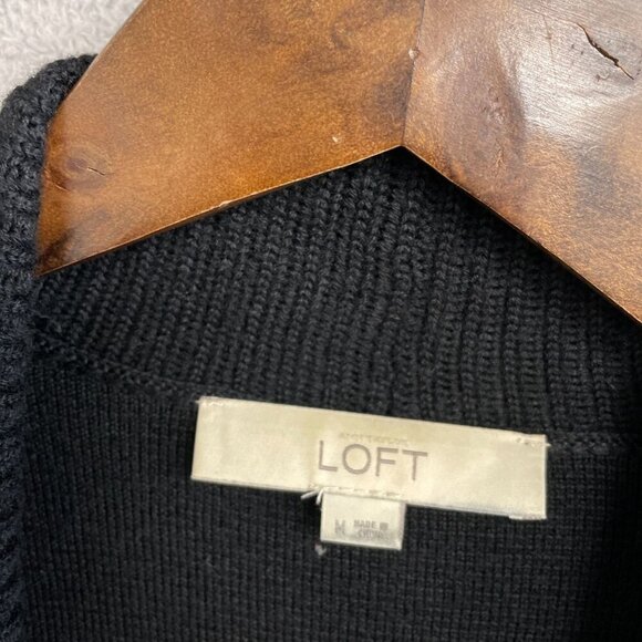 Loft Merino Wool Blend Women's Size M Black Open front Cardigan Sweater - Picture 4 of 7